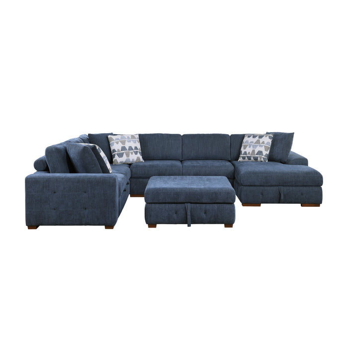 Homelegance Raife 5-Piece Sectional with Right Chaise and Storage Ottoman