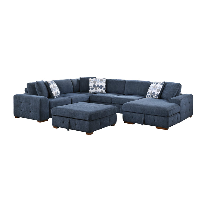 Homelegance Raife 5-Piece Sectional with Right Chaise and Storage Ottoman