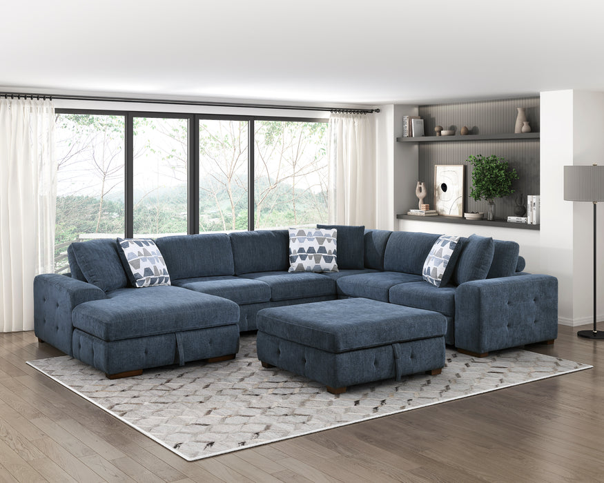 Homelegance Raife 5-Piece Sectional with Left Chaise and Storage Ottoman