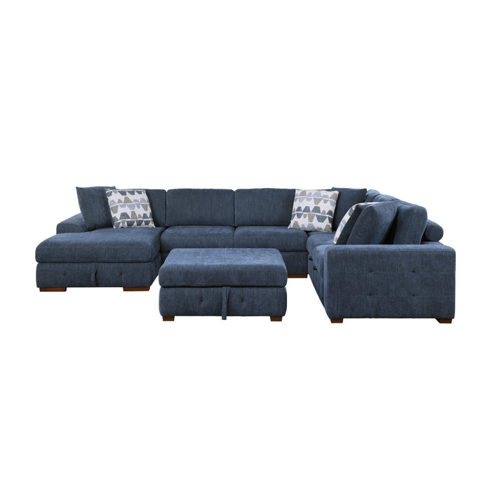 Homelegance Raife 5-Piece Sectional with Left Chaise and Storage Ottoman