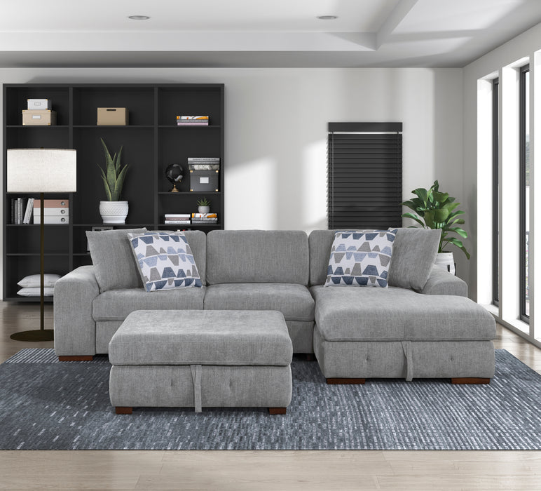 Homelegance Raife 3-Piece Sectional with Right Chaise and Ottoman