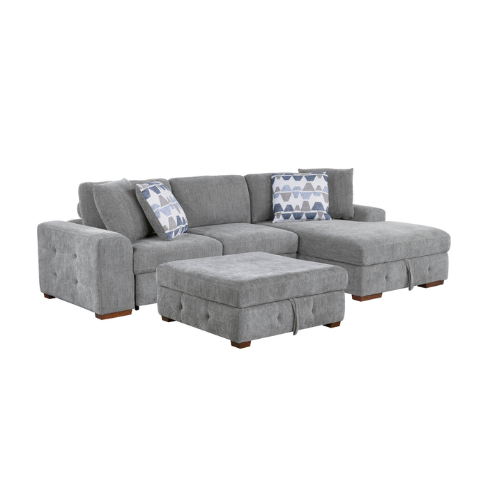 Homelegance Raife 3-Piece Sectional with Right Chaise and Ottoman