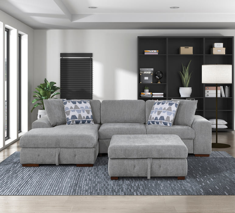 Homelegance Raife 3-Piece Sectional with Left Chaise and Ottoman