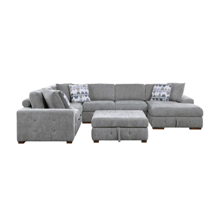 Homelegance Raife 5-Piece Sectional with Right Chaise and Storage Ottoman