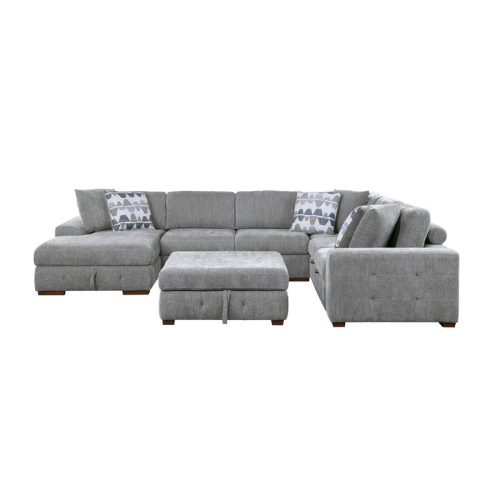 Homelegance Raife 5-Piece Sectional with Left Chaise and Storage Ottoman