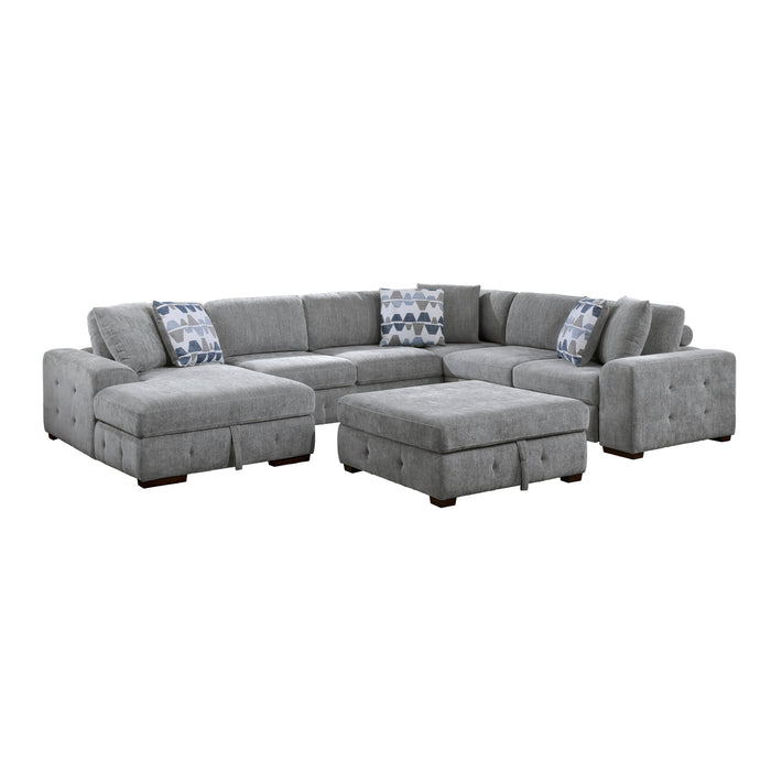 Homelegance Raife 5-Piece Sectional with Left Chaise and Storage Ottoman