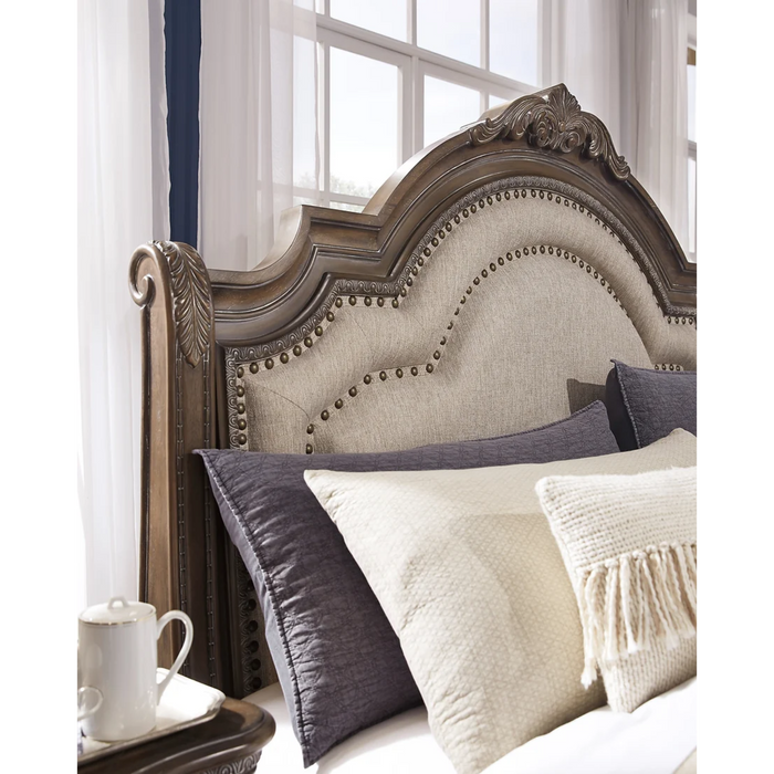 Ashley Charmond Brown Upholstered Panel Bedroom Set (4 PCS + 1)