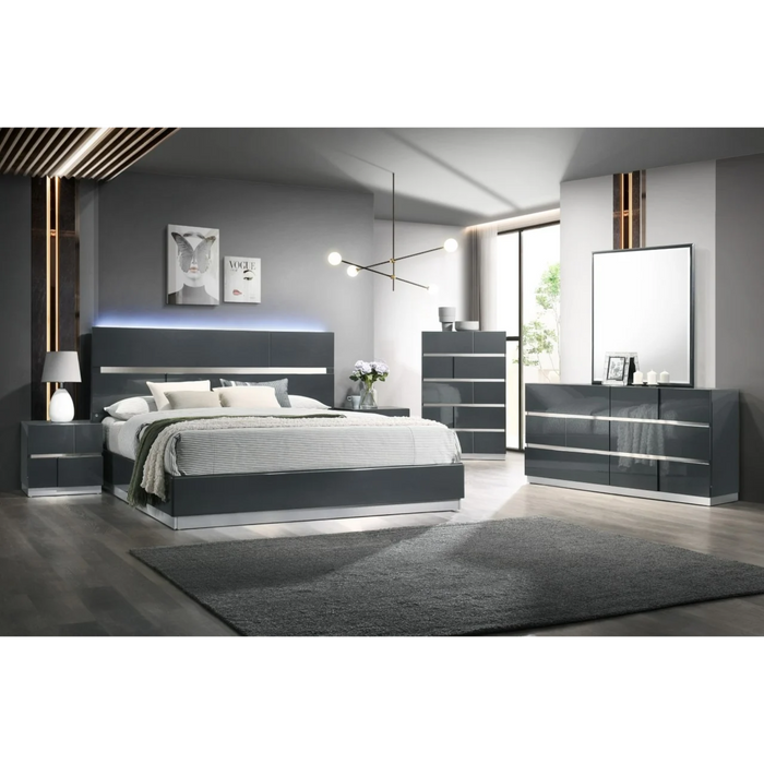 Verona Bedroom Set in Gray (4 PCS + 1)