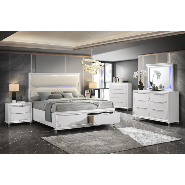 Aria Bedroom Set in White (3 PCS + 1)