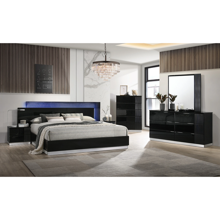 Modena Bedroom Set in Black (4 pcs + 1)