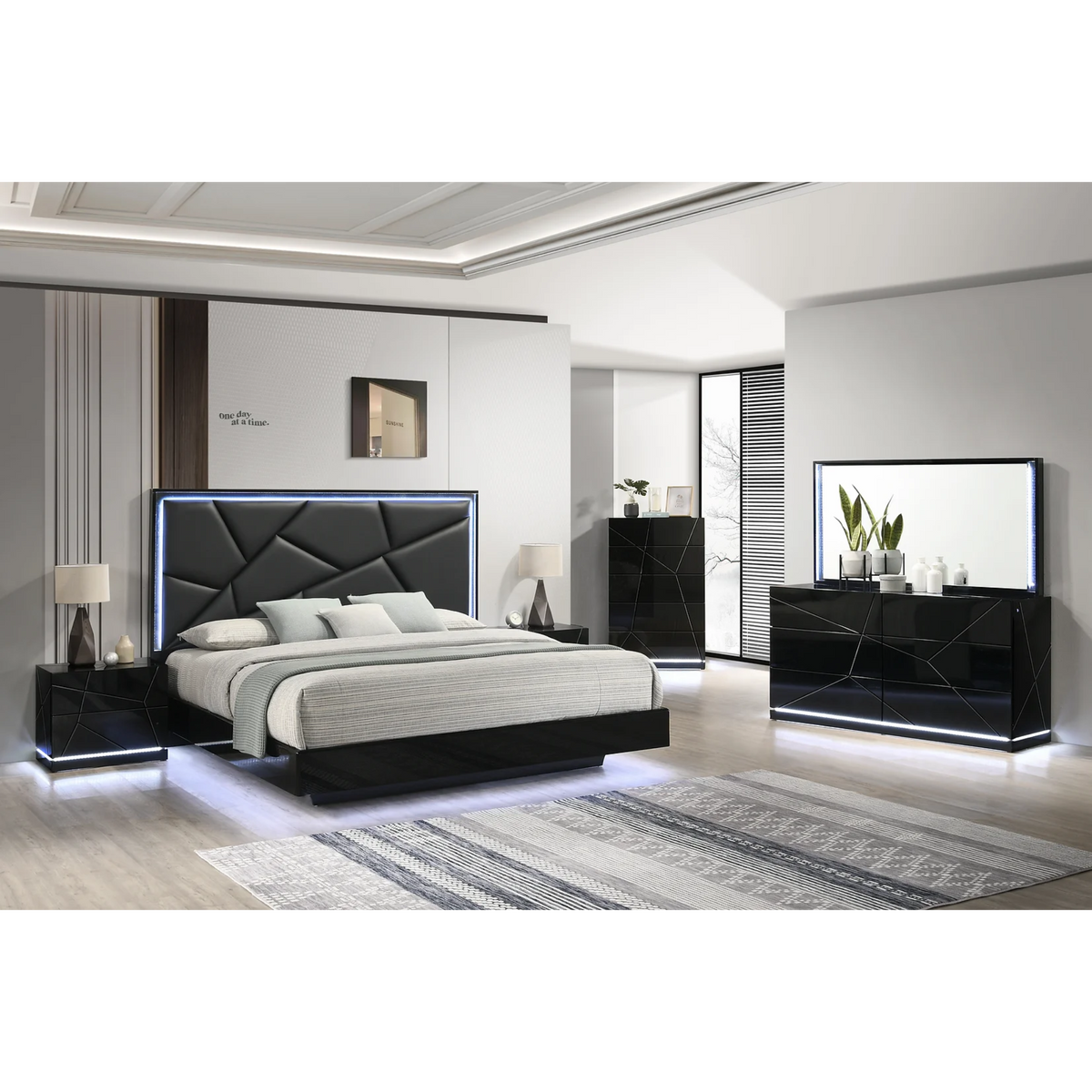 Naomi Bedroom Set in Black (4 PCS) New Era Innovations — Gafer Furniture