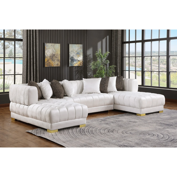 Dasha White Sectional (All 8 Pillows Included)