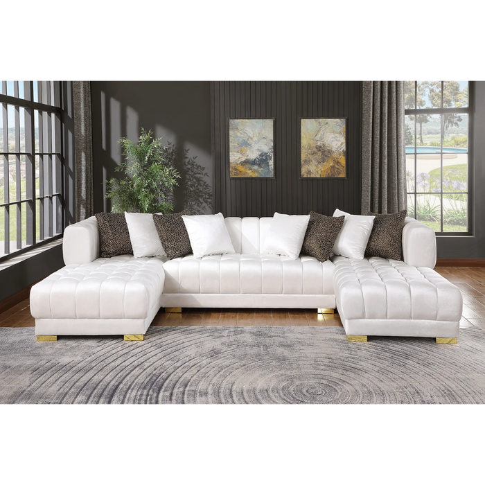 Dasha White Sectional (All 8 Pillows Included)