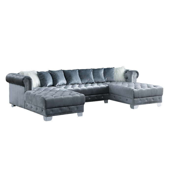 Jordan II Grey Sectional with Chaise (All Pillows Included)