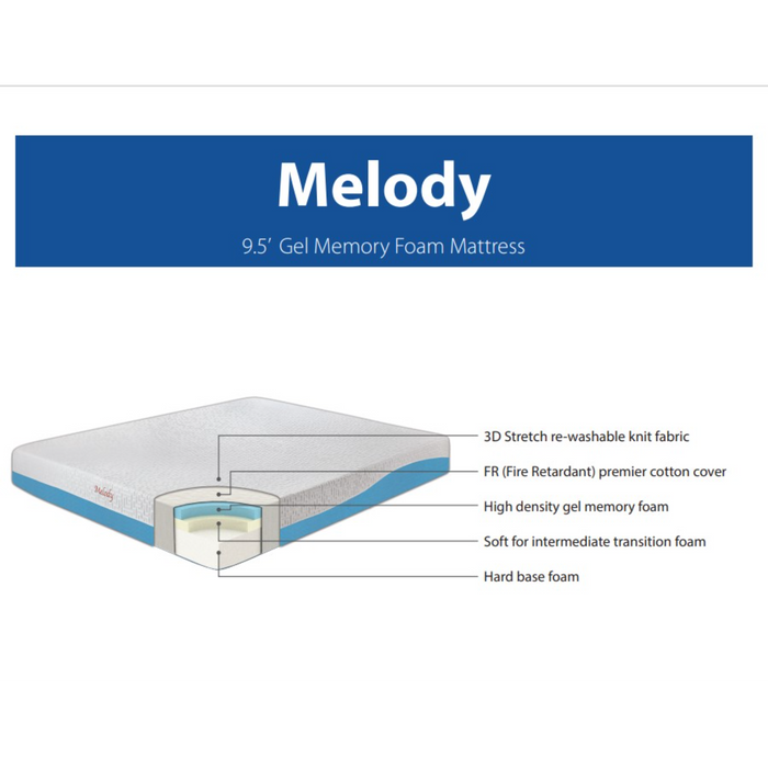 Melody – 9.5″ Gel Memory Foam Mattress