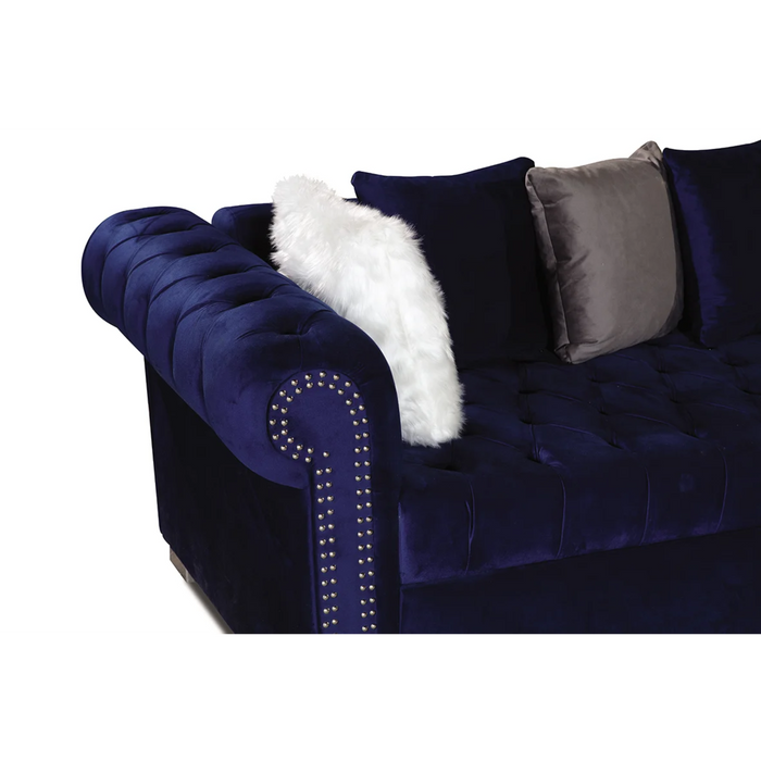 Milan Blue Sectional with Chaise (Pillows Included)