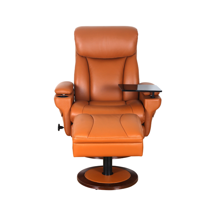 Barcalounger William Swivel Pedestal Recliner w/Storage Ottoman & Arm Table