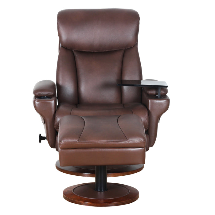 Barcalounger William Swivel Pedestal Recliner w/Storage Ottoman & Arm Table