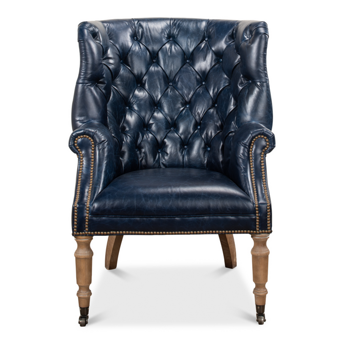 Sarreid  Welsh Blue Leather Chair