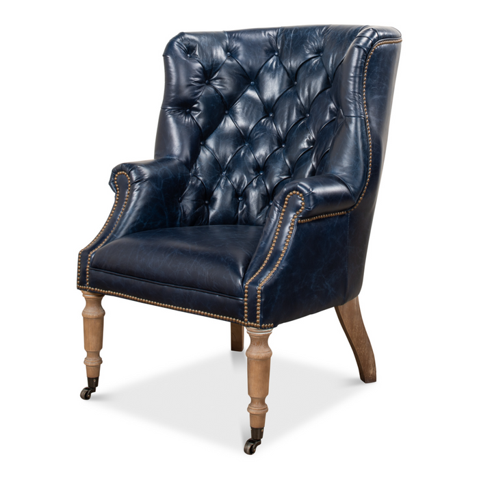 Sarreid  Welsh Blue Leather Chair