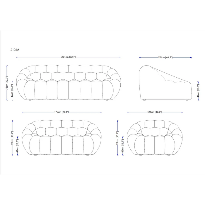 Bubbles Sofa, Loveseat & Chair